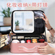 Yunya LED lighted mirror fill-in makeup bag large-capacity battery beauty portable portable desktop storage bag Chinese Valentine's Day large cherry blossom pink LED light high-definition mirror