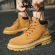 Jeep吉普鞋靴冬季2025新款马丁靴复古英伦风加绒工装靴加厚保暖大黄靴 金黄色 41