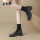 Zhr Capa de la cabeza de la cabeza de vaca Mocasfas de mujer Retro Caíla Retro Mujer zapatos de cuero de cuero Mujeres Toe Single Shoes Kl03 Negro 36