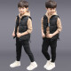 Maidou Xiong boys' winter clothing plus velvet thickened sweatshirt suit autumn and winter new boys three-piece set medium and large children's clothing winter fashionable khaki color 140 size code suitable for height 130CM