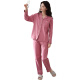 Modal 2024 Nuevo pijama de celebridades de Internet para mujeres en primavera y otoño, con almohadillas en el pecho, mangas largas, juego de ropa para el hogar de invierno de gran tamaño sencillo WRQS-12809 rosa (versión sin almohadillas) XL (recomendado 162-170 cm, adecuado para el peso 12