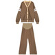 Ranqi's mother maternity suit autumn suit fashionable 2025 new cardigan top spring and autumn fashionable sweatshirt large size two-piece set gray three-piece set (top + T-shirt + pants) L