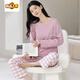 MIDNITE STAR pure cotton pajamas for women spring and autumn long sleeves internet celebrity round neck autumn sweet home clothes cotton set YSH-long sleeves set #1289 M double-sided pure cotton/suggested 80-100Jin [Jin equals 0.5 kg]