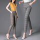 Langwei Ferri Plaidhose für Frauen Frühling und Herbst Neue Frauen mittleren Alters mittleren Alters und elastischer schlanker Graugitter [Elastische Taille] 983# Fleece L [105jin [Jin entspricht 0,5 kg] ~ 115jin [Jin entspricht 0,5 kg]]