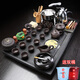 Empty cicada purple sand kung fu tea set home set living room fully automatic water boiling kettle tea tray tea table simple teapot tea cup 02 horse pan Tang poetry tea set automatic black
