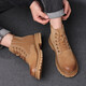 Sanofeng Martin boots men's high-top British style big yellow boots thick-soled men's boots mid-top outdoor retro top-layer workwear shoes yellow [top-layer pig skin] 40 leather shoes size