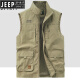 Jeep Spirit Jeep Outdoor Workwear Fishing Weste Frühling und Herbst Neue Multi-Pocket-Fotografie Casual Lose All-Match Jacke Black 677A Fleece Style 2xl Empfohlen 150-165jin [Jin gleich 0,5 kg]