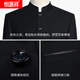 Hengyuanxiang Chinese tunic suit men's youth slim-fit Chinese stand-collar suit Chinese wedding dress banquet Chinese style Tang suit Navy concealed access control (top + pants) 165A