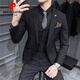Pierre cardin suit men's suit trend Korean slim-fit British groom wedding dress business professional formal suit casual suit 1 dark gray texture 9905 [suit + trousers + horse L 50/115 Jin [Jin equals 0.5 kg] wear