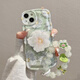 莱迹适用于油画绿花朵苹果15手机壳iPhone14/13/12promax防摔xs/XR支架链条 绿色油画花朵+A7支架+a983手链 苹果XR