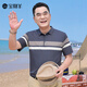 宝财羊爸爸夏装冰丝短袖t恤男条纹polo衫半袖中老年人上衣服父亲节礼物
