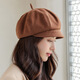 BuyYii hat for women's autumn and winter new style designer dual-purpose octagonal hat trendy British fashion solid color beret Japanese literary face-showing tabloid hat BLM-42 solid color two-wear octagonal hat black M (56-58cm)