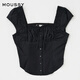 Moussy Women's New French French Pure Love First Love Style Square Clim Slim Room Women 010HA730-7371 020 Black M