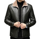 Hengyuanxiang new PU leather leather jacket men's autumn and winter solid color jacket velvet thickened jacket middle-aged men's warm tops black velvet 2XL