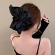 Xinghengmeng Big Bow Clip Women's 2024 High-end Face Revealing Small Back Head Hair Shark Clip Large Clip Hairpin Decoration Black Satin Bow Clip