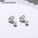 Century Yuan Platinum Earrings Female Light Beads Round Beads PT950 Peas Earrings Simple Birthday Gift for Girlfriend and Wife 1.11g