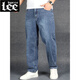 Lee DPRRE Spring und Sommer Stretch Neun-Punkte-Jeans Männer 2024 New Lose Tapered Harren Short 9-Punkte-Gelegenheitshosen -1-Hose -1 hellblau-Stil für Frühlings- und Herbst-reguläre 32 Taille 2 Fuß 5