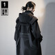 吉业重工秋冬机能风三合一中长款风衣男女休闲工装外套加厚棉服 黑色 XL