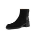 Reverse Velvet Cowide Matte Cow Heel Short Stiefel für Frauen 2022 Herbst und Winter plus Baumwolle warmes Quadratzehen High Heel -Stiefel für Frauen Knöchel Nacktstiefel Gfoe Pommuter Retro Short Stiefel Frühlings- und Herbst -Single -Stiefel für Frauen Single Black 41
