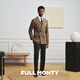 FULL MONTY【Marzotto面料】羊毛西服外套男士千鸟格双排扣西装商务单西 棕色20006 52