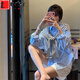 LUCALY搭肩小披肩网红同款披肩小搭肩打结围巾披肩针织女百搭护颈小披肩围脖潮 宽条纹白底