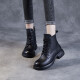 KI-Top-Layer-Cowide Kurzstiefel für Frauen 2024 Winter neuer Stiefel mit Martinstiefeln und Velvet-Baumwollschuhen echte Leder-Leder-Lederschuhe schwarz [hinzugefügte Velvet] Wzzm23339 38
