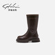 Shachi Shachi Children's Shoes Girls' Boots 2023 Autumn Fashion High Tube Fashion Martin Boots Girls' Boots Children's Boots Brown 31 Inner Length About 19.9CM