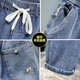 2025 spring and summer thin elastic waistless jeans men's lace-up simple loose large size casual elastic harem pants light blue 675 thin model 36 (recommended 165-185Jin [Jin equals 0.5 kg])