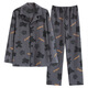 
Modal men's pajamas pure cotton long-sleeved spring and autumn cardigan men's cotton teenager large size can be worn outside home clothing suit B12202 L men