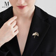Mck retro ginkgo leaf brooch women's high-end corsage suit clothes pin accessories Chinese Valentine's Day gift
