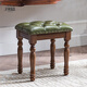 Shantou Lincun Round Stool Soft Covered American Makeup Stool Dressing Table Stool Manicure Stool European Solid Wood Modern Simple Bedroom D2 Model Walnut Green Leather Pull-Buckle Style