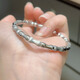 Jibaolou PT950 platinum imperial concubine bamboo bracelet for women, fashionable and simple snap platinum bracelet, glossy surface combination, sand surface, 20-21 grams glossy surface #52