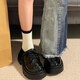 ZCVRR Dicke Ferse kleine Lederschuhe für Frauen in 2025 Frühling und Herbst neue Single -Schuhe Japanisch JK Uniform mit Rock Dicke Sohle Gloss Black 38 (240 mm)