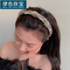MiU Se sweet temperament face wash headband internet celebrity simple hairpin pearl diamond lace headband women's hair accessories 3# pearl diamond headband light yellow GSF-A14-104-16