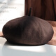 King of Hats Classic Octagonal Hat for Men Middle-aged and Elderly Old Hat Autumn and Winter Woolen Beret Painter Hat Dad and Grandpa Hat Brown Medium Size (57-58)cm