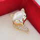 QUAMER gold store high-end cat's eye stone anti-light buckle button collar clothes brooch women's small safety pin fixed hidden gold cat's eye stone fox buckle brooch length 2.5CM