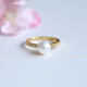 Qichangtang freshwater pearl ring, single full diamond ring, loose ring jewelry, birthday gift for girlfriend, mom, wife, simple freshwater pearl ring