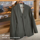 Madden Workwear American Casual Collarless Suit Jacket Men's Functional Versatile Jacket Commuting No-Iron Suit Top Dark Gray L