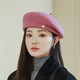 Jimmy Leaf's light luxury British retro wool painter's hat for women Korean autumn and winter new versatile face-showing beret burgundy one size fits all (56-58cm)
