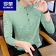 Romon Cotton Longärmedose T-Shirt für Herren-Stand-up-Kragen schlankes Body Top Shirt Trendy Printed Sweatshirt T-Shirt Undershirt Herren tragen We9815 Khaki 3xl 150-160jin [Jin gleich 0,5 kg]