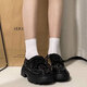 ZCVRR Dicke Ferse kleine Lederschuhe für Frauen in 2025 Frühling und Herbst neue Single -Schuhe Japanisch JK Uniform mit Rock Dicke Sohle Gloss Black 38 (240 mm)