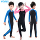 Children's swimsuit, sun protection swimsuit, teenagers, middle and large children, boys and girls, surfing and snorkeling suit, sun protection one-piece swimsuit, winter swimming training, warm swimsuit 602 black and blue L 125-135CM