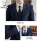 Playboy [High-End] Men's Suit Suit Men's Slim Business Casual Formal Suit Men's Groomsman Groom's Dress Jacket Black Two-Button Suit + Pants + Shirt + Gift Bag XL