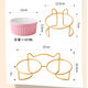 Naughty nest cat bowl with high legs and neck protection, double bowl fixed frame to prevent overturning pet cat and dog food bowl and water bowl, tilt to protect cervical vertebra, pretty powder, anti-black chin, gold frame + anti-slip pad, two bowls