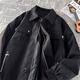 7 high-quality American trendy brand workwear bomber jackets for men in spring and autumn high street handsome trendy design loose casual jacket TMZXF-W78 black L