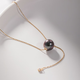 Jingruo Yinghuomanxingzhou perfect round 9-10mm Tahitian black pearl Passepartout pendant 18K gold diamond chain + Tahitian pendant set