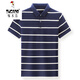 Woodpecker (TUCANO) horizontal striped short-sleeved T-shirt for men in summer with cotton lapel polo. Shirt middle-aged daddy outfit loose collared half-sleeved top 1278 top green M 170