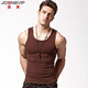 JOONSVIP Men's Vest Solid Color Cotton Sports Fitness Vest Men's Summer Bottoming Slim Tight Singlet Elastic Warm Vest Black + White (Regular Style Two-Pack) XL / About 70kg