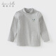 DAVE&BELLA new autumn and winter children's striped t-shirt baby half turtleneck top boys' clothes children's long-sleeved bottoming shirt gray DB4243492 100 cm (recommended height 90-100cm)