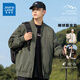 JEANSWEST Jacket Men's Spring and Autumn Baseball Jacket Men's Summer Casual Bomber Jacket Men's 2025 New Outdoor Tops Military Green (Four Seasons) Solid Color L Recommended 115-140 Jin Jin equals 0.5 kg